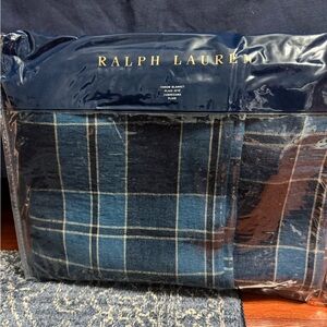 Ralph Lauren Blue and Brown Plaid Blanket